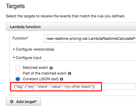 Create CW Events Target