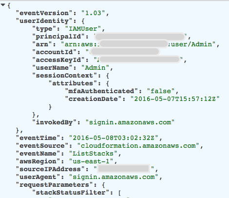 CloudTrail entry